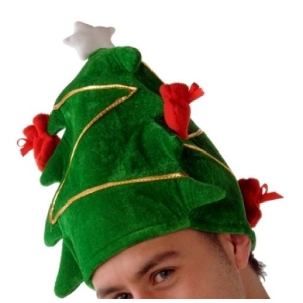 HAT TREE SHAPE GREEN STARS & PRESENTS