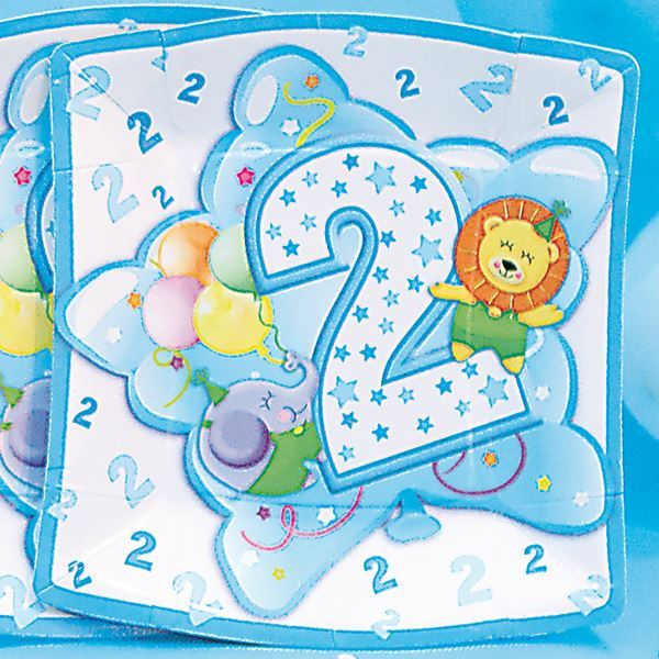 BABY BOY PLATES SQUARE AGE 2 24CM 10'S